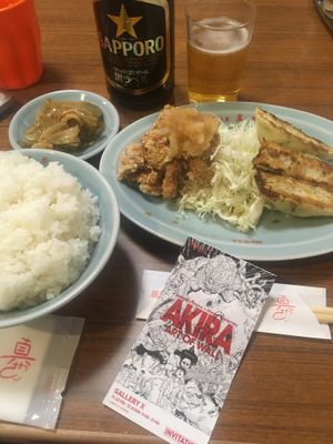 Japanese people say gyoza and beer are Japanese culture. You can feel that you are in Japan. at Izakaya Masaka in Tokyo