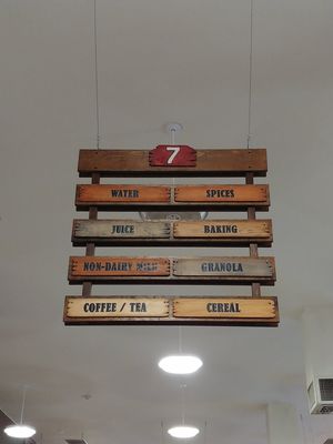 Non Dairy Milk on the sign for aisle 7 at Village Store in Yosemite Valley