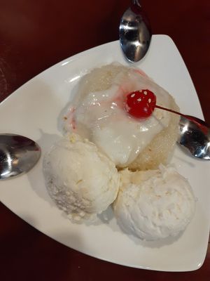 Coconut ice cream and sticky rice at Sunny Thai in Arlington