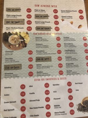 Menu at BNB Terogong in Jakarta