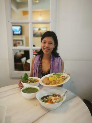 1. Lei Cha Brown Rice RM12.90
2. Nasi Lemak RM13.90
3. Curry Mee RM13.90
 at Green Talk Healthy Organic & Cafe 绿言有机 in Kajang