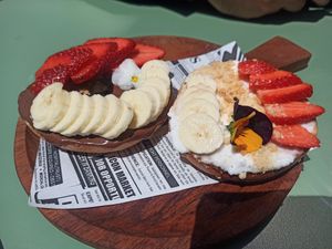Sweet bagel (it usually has blueberries) at Super Be Juicery in Marbella