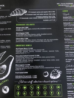 New Menu  at Super Be Juicery in Marbella