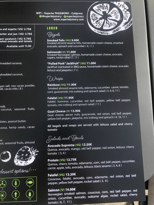 New Menu  at Super Be Juicery in Marbella