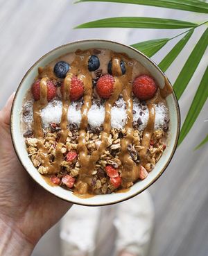 Chocolate Salted Caramel bowl at Super Be Juicery in Marbella