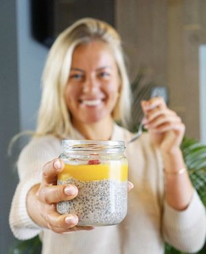Mango chia pudding  at Super Be Juicery in Marbella