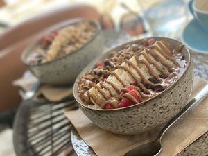salted caramel acai bowl  at Super Be Juicery in Marbella