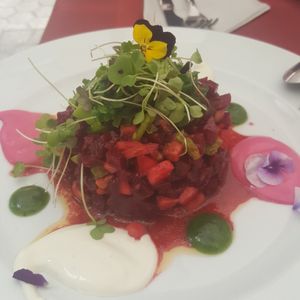 Beet root, avocado and some apple at Tedone in San Sebastian