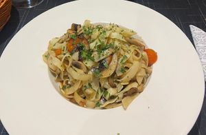 Papardelle with mushroom and tomato at Tedone in San Sebastian