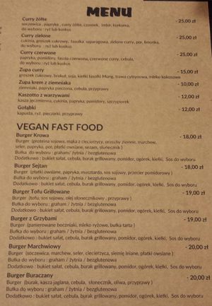 Menu, page 1 of 2. For illustration purposes; the menu is subject to change. at Wat Kam Chu in Gdynia