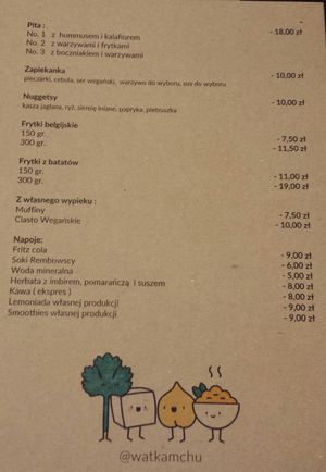 Menu, page 2 of 2. Description as page 1 of 2. at Wat Kam Chu in Gdynia