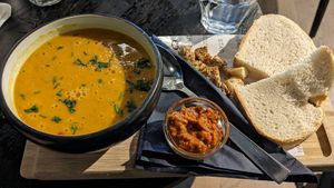 Red lentil soup at Anne&Max in Rotterdam