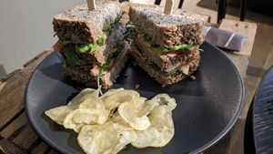Vegan club sandwich with tofu at Anne&Max in Rotterdam