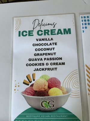 Ice Cream Flavours  at Bodykure in Port Antonio