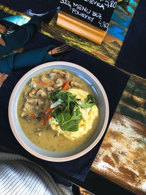 Mushrooms with meshed potatoes from the daily menu  at Burina in Liptovsky Mikulas