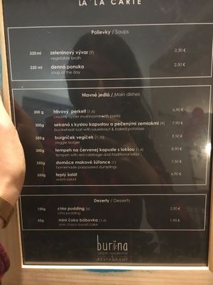 Menu February 2020 at Burina in Liptovsky Mikulas