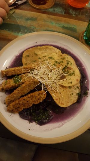Traditional dish with tasty tempeh at Burina in Liptovsky Mikulas