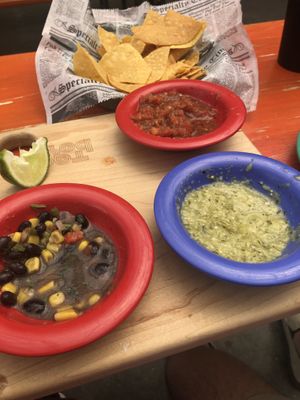 Salsa sampler at Taco Boy in Summerville