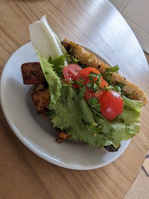 Foccacia mit Tofu at Bio-Cafe Kieselstein in Potsdam