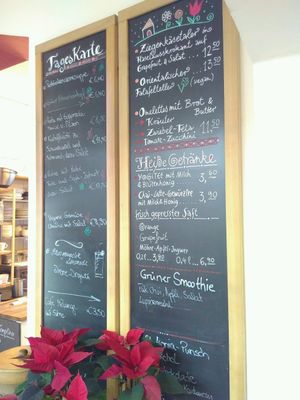 The daily menu at Bio-Cafe Kieselstein in Potsdam