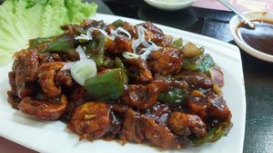 Mushroom chilli at Sher E Punjab in Banos De Agua Santa