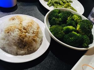 Steamed rice with broccoli  at Kanpai Sushi Bar and Fusion in Jackson