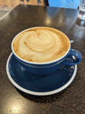 Flat white with almond milk at Fat Camel Cafe in Whangarei