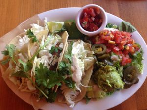 'Tres 'Fish' Tacos' at Veggie Grill in West Hollywood