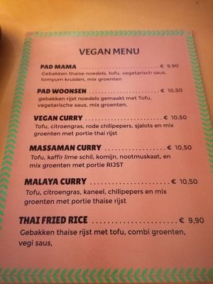 Vegan menu, and some other dishes can be veganized at Oasian in Ghent