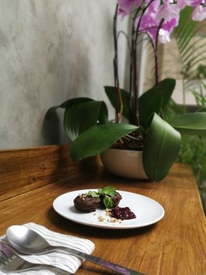 Sweet Potato Brownies (GF) 
- sweet potato, homemade almond butter, golden syrup, cacao powder at Seeds & Sunshine in Bangkok
