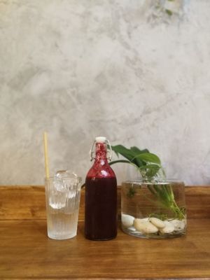 Blime Passion cold pressed juice - lime, passionfruit beetroot at Seeds & Sunshine in Bangkok