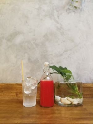 Fresh Ging Ging cold pressed juice - watermelon, ginger at Seeds & Sunshine in Bangkok
