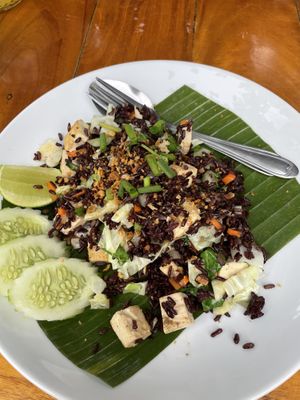 Brown Rice with Tofu and veggies  at Sabai Corner Restaurant and Bungalows in Koh Yao Noi