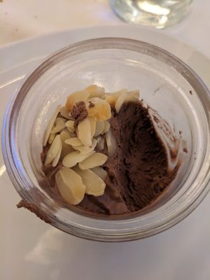 Delicious dessert: vegan chocolate mousse at Alla Bella Napoli in Belluno