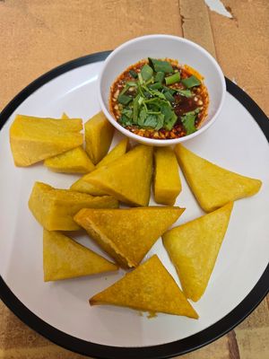 Deep fried tofu at Shan Food in Chiang Mai
