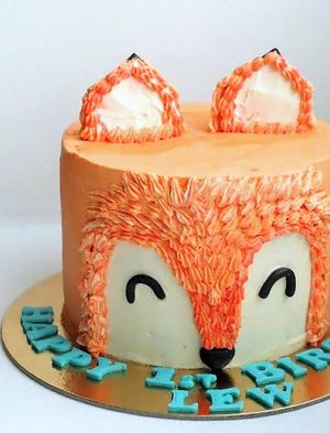 Fox theme vanilla bean funfetti, cherry & coconut celebration cake at Chez Malachy - Preorder only in Brussels