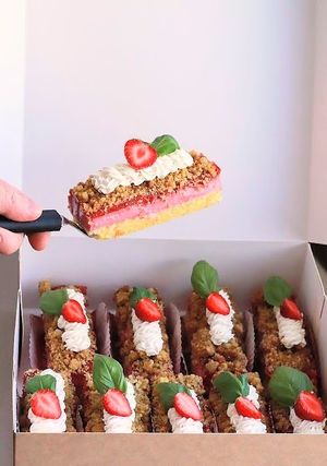 Strawberry basil shortcake slice at Chez Malachy - Preorder only in Brussels
