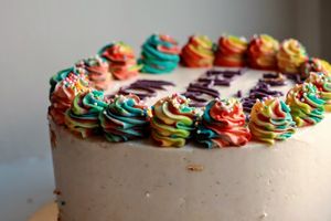 Rainbow velvet celebration cake at Chez Malachy - Preorder only in Brussels