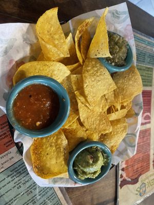 Salsa guacamole and chips  at Greengos Caribbean Cantina in St Thomas