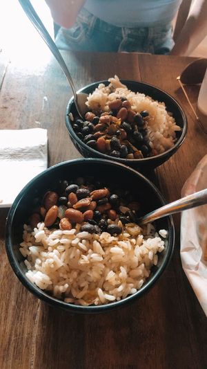 rice and beans side   at Greengos Caribbean Cantina in St Thomas