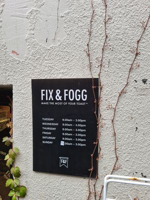 Opening hours at Fix & Fogg in Wellington