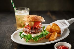 Combo: Classic Burger, Crispy Wedge Potatos and Drink at Panic Burger in Fukuoka
