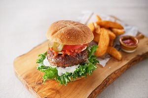 Combo: Classic Burger and Crispy Wedge Potatos at Panic Burger in Fukuoka