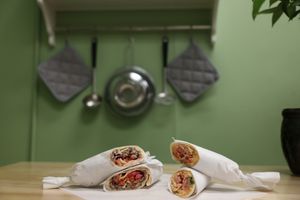 lentil wrap (left) and chickpea wrap (right) at Vegiterranean Kitchen in Moorpark