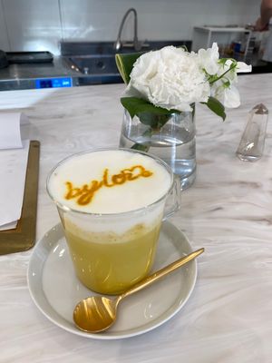 Golden Milk (soy w/ turmeric, cinnamon, ginger)👌🏻 at Vegan Cafe By Love in Tokyo