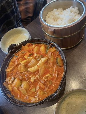 share portion of vegan kimchi jjigae   at Shinto in Alvsjo