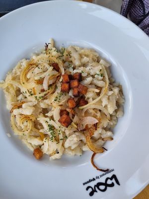 Sauerkraut dumplings at Loove by Vegana in Bratislava