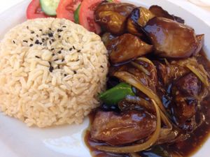 Holy eggplant at Loving Hut in Norcross