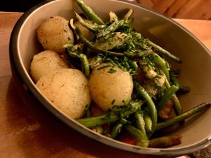 food (dumplings, regional) at Roter Elephant Café & Restaurant in Erfurt