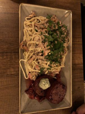 Pasta with saitan at Försters in Berlin